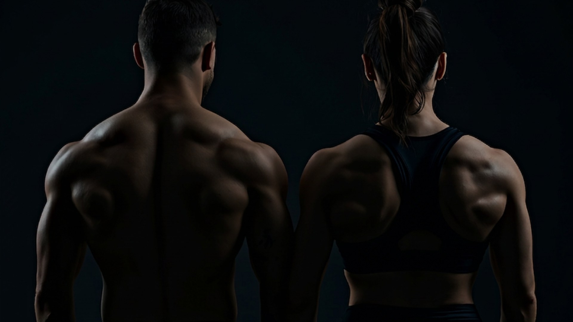 Athletic back and shoulders in dark studio lighting at Legendary Recovery Miami, performance recovery facility